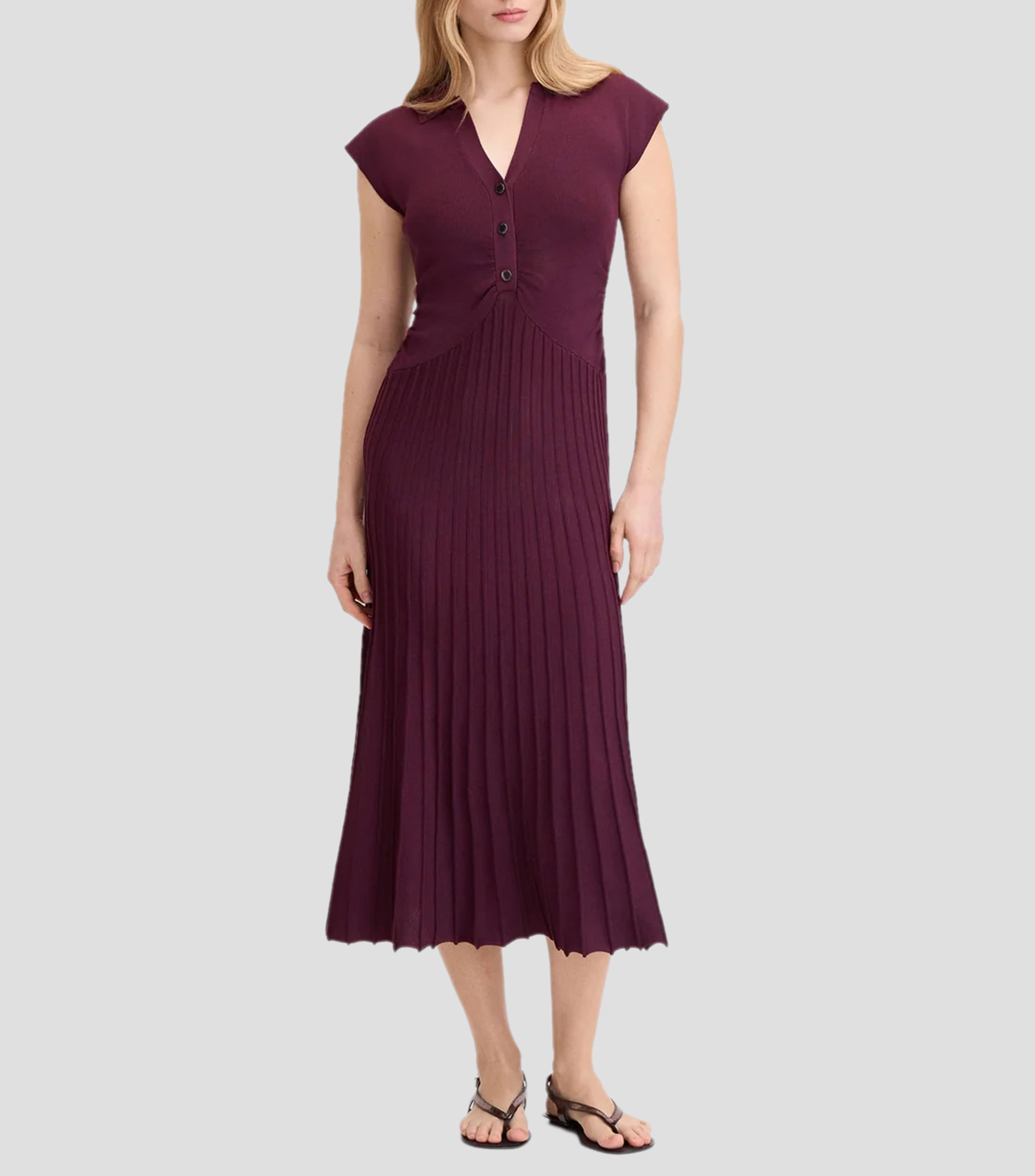 Vestido midi liso Mujer